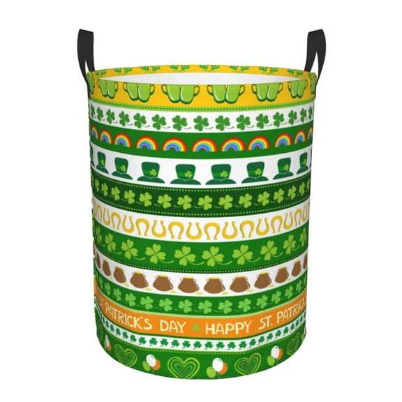 KLL St. Patrick's day in green colors Waterproof Foldable Laundry Hamper Bucket with Handles for Storage Bin,Kids Room,Home Organizer-Medium