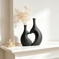 thumbnail image 6 of Heart Shaped Plastic Vase Modern Faux Ceramic Sculptural Decor For Living Room Bedroom Black 9 Inch, 6 of 6