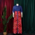 thumbnail image 3 of AURA Womens Abstract Print Denim Maxi Dress Long Sleeve High Waist Button Front Streetwear XL XXXL, 3 of 10