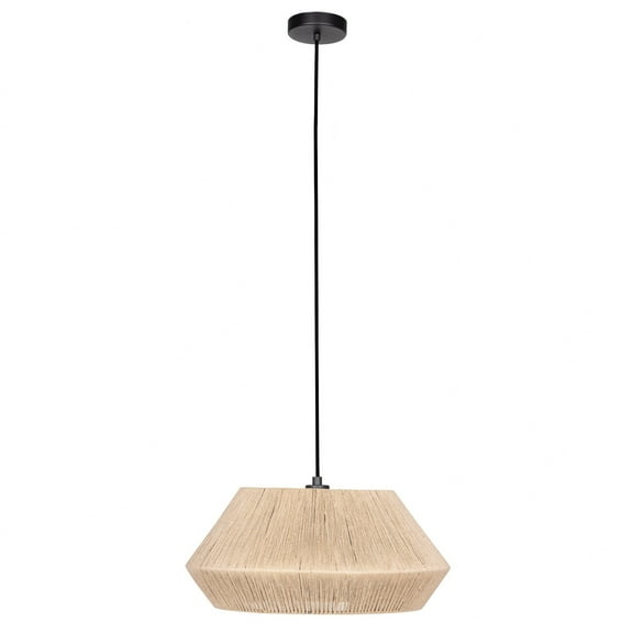 Alderney 1-Light Dual Ceiling or Pendant Light - Black Finish - Brown Textile Thread Shade