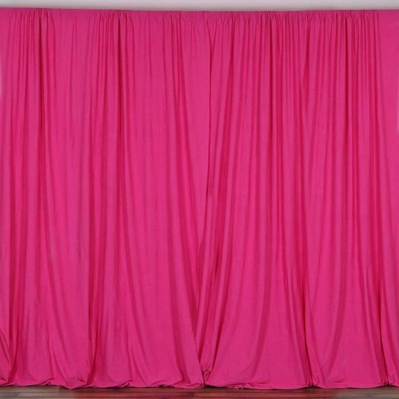 2 pcs 10 feet x 10 feet Polyester Backdrop Drapes Curtains Panels with Rod Pockets - Wedding Party Home Window Decorations FUSCHIA HOT PINK