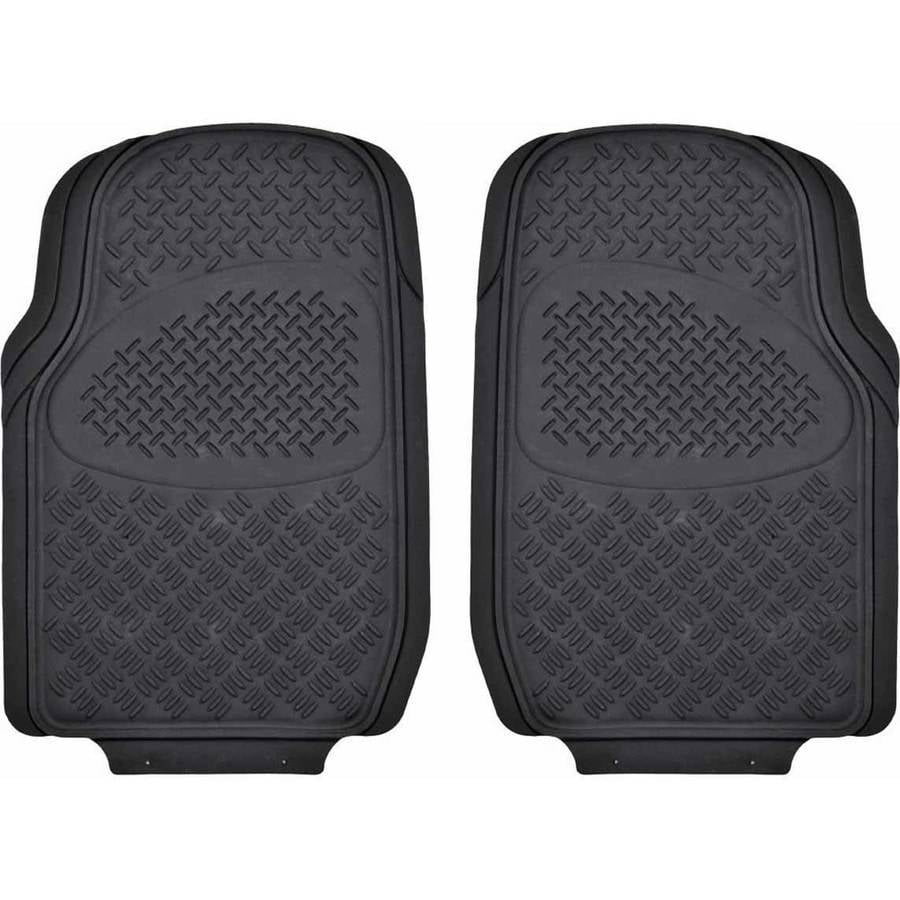 BDK Front Car Floor Mats, 2Piece Heavy Duty Floor Protection, Black
