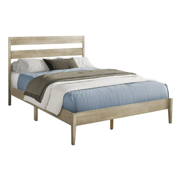 Monarch Specialties Lit, Grand, Cadre Seulement, Lit À Plateforme, Chambre À Coucher, Cadre En Bois Gris, Pieds En Bois Massif Gris, Contemporain