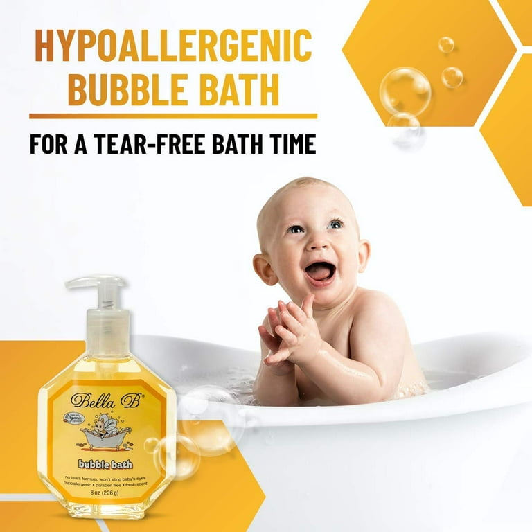 Bella B Bubble Bath for Baby & Kids 8 oz - Organic Bubble Bath for Toddlers - Toddler Bubble Bath Tear-Free Baby Bubble Bath Organic - Natural