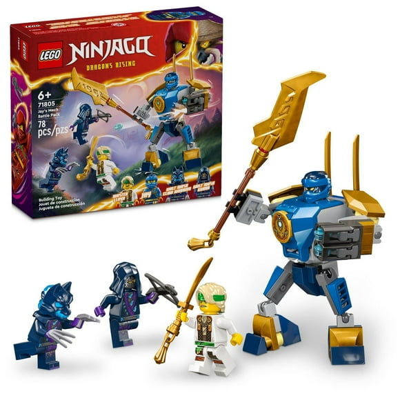 LEGO NINJAGO Jay’s Mech Battle Pack Adventure Toy Set for Kids, with Jay Minifigure and Mech Figure, Creative Ninja Gift for Boys and Girls Aged 6 Years Old and Up, 71805, Includes 78 Pieces, Ages 6+