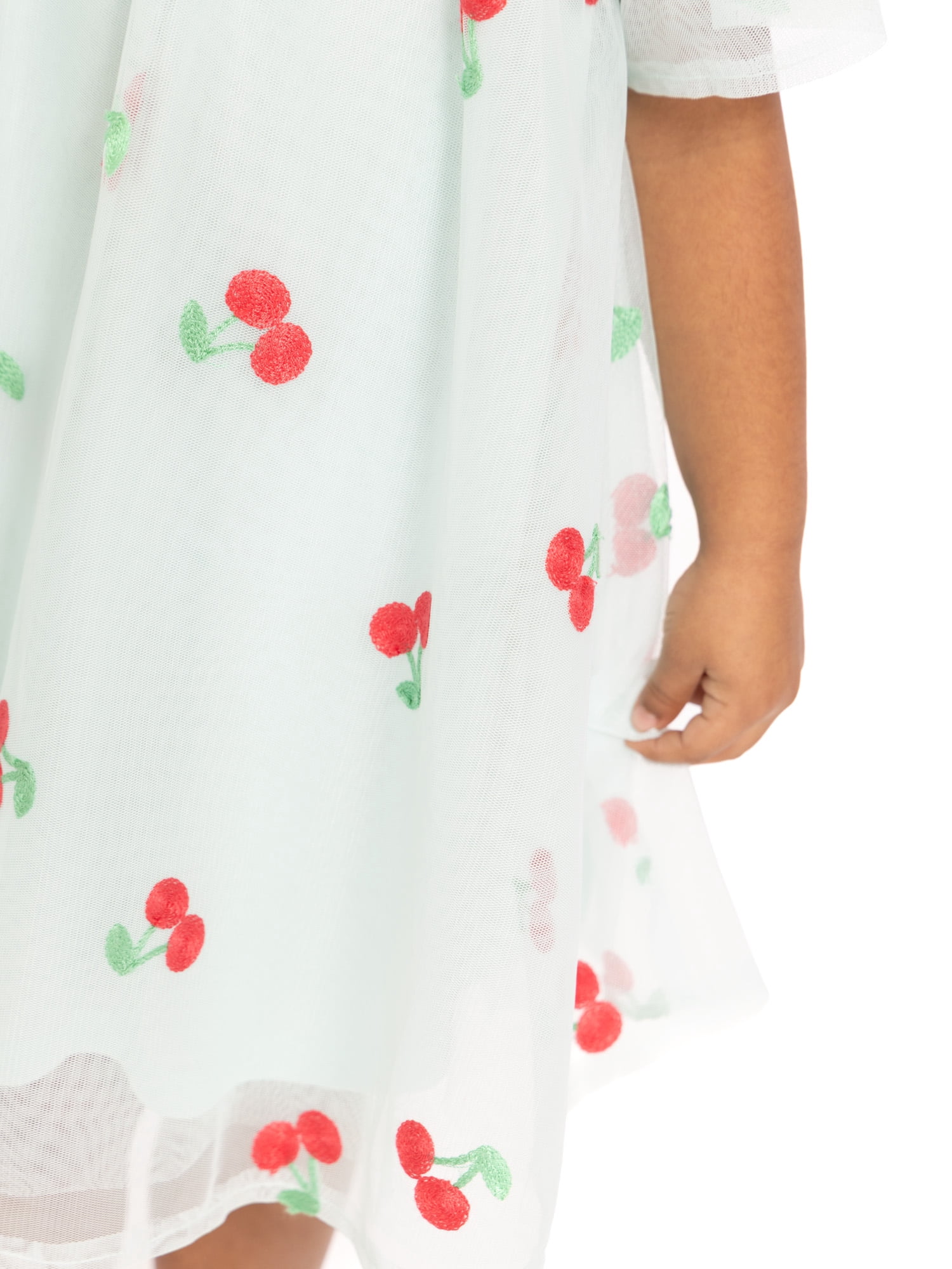 Wonder Nation Toddler Girls Cherry Print Dress with Short Sleeves, Sizes 12M-5T