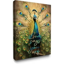 Religious Peacock Canvas Wall Art Christian Peacock Painting Wall Decor Framed God Says You Are Bible Verse Posters Home for Living Room Bedroom Bathroom Decoration 12x16 inch