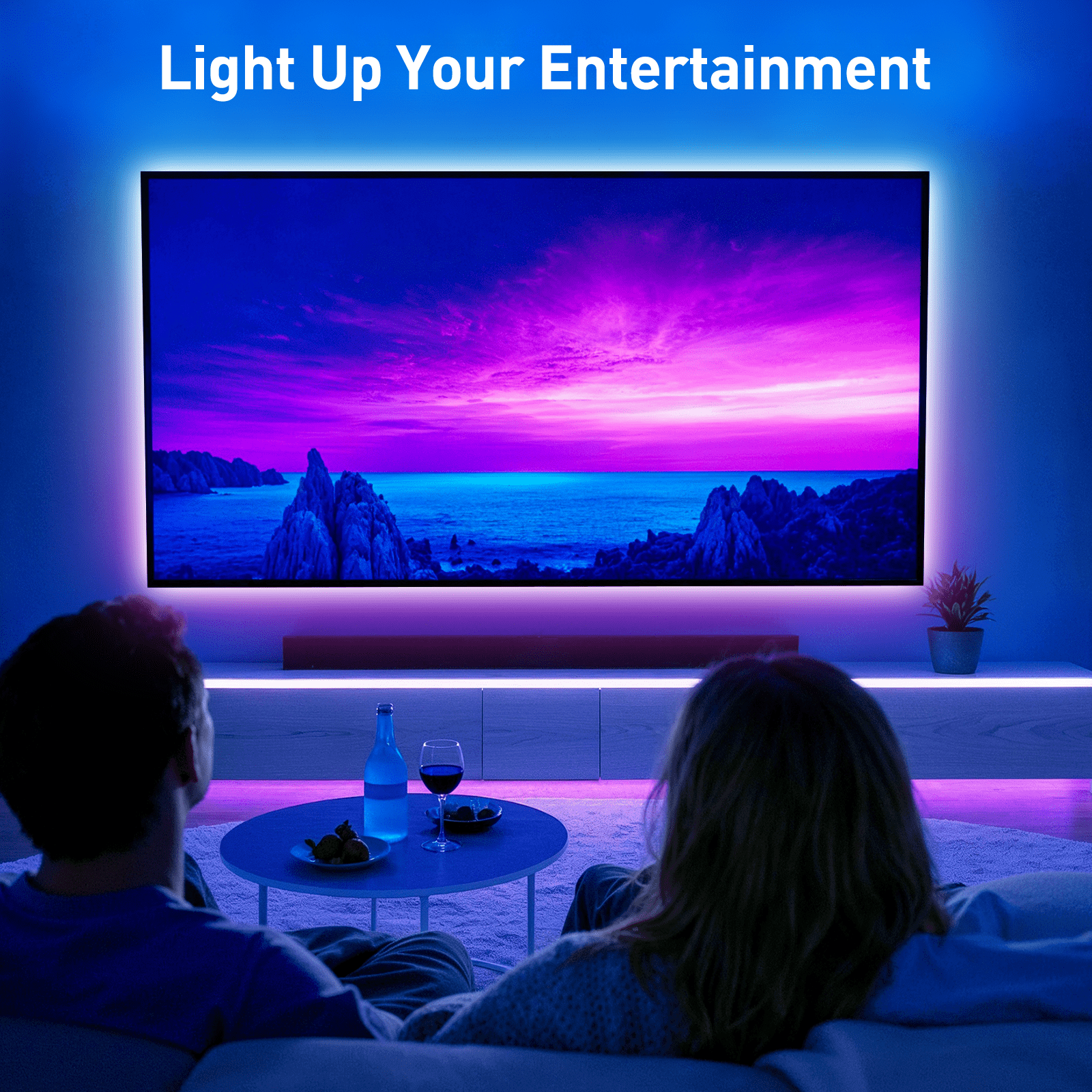 PERLESMITH Full Motion TV Wall Mount for 32-65″ TVs up to 88lbs. Features RGB/LED Lights, Swivel, Tilt, Leveling, Extension, VESA Compatible 100x100-400x400mm, Fits 12&16 On Center Wood Stud Widths
