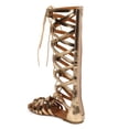 thumbnail image 3 of Soda Ranger Metallic Open Toe Criss Cross Knee High Gilly Tie Gladiator Sandal, 3 of 5