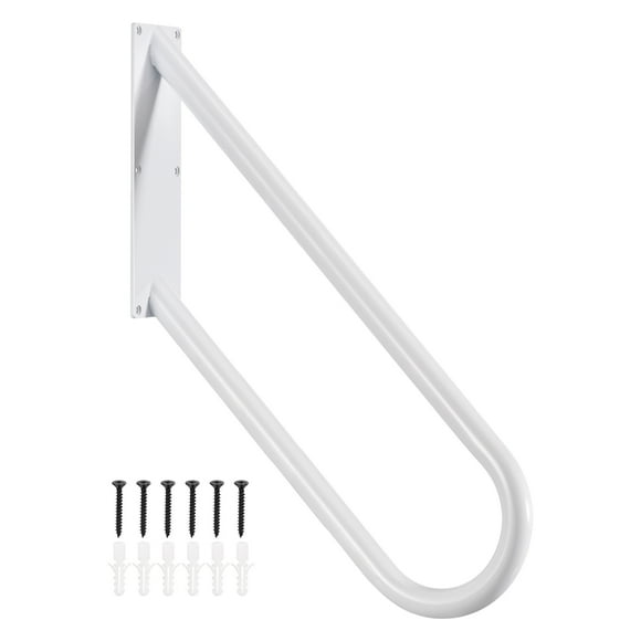 Unique Bargains U Shaped Stair Handrails for Outdoor Steps, Wall Mount Handrail 14 Steps, Hand Railings for Garage Entrance White
