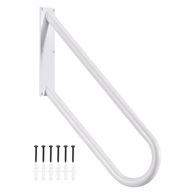 Unique Bargains Rampes d'Escalier en Forme de U pour Marches Extérieures, Main Courante Murale pour 1-2 Marches en Matériau de Fer Blanc avec Fini Enduit de Poudre. Conçue pour la Quincaillerie d'Escalier, Elle Présente un design Ergonomique en Forme de U pour une Prise et un Soutien Faciles, Idéale pour les Entrées de garage. Comprend des Vis d'Expansion pour une installation sur des Murs en Béton Ou des Planches de Bois.