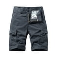 thumbnail image 4 of LIIPEE Mens Casual Shorts Summer Comfortable Solid Color Straight Shorts With Pockets Male Leisure Daily Indoor Outdoor Shorts,Gy2,36, 4 of 4