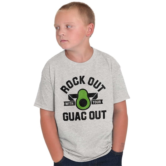 Rock Out With Guac Avocado Guacamole Crewneck T Shirts Boy Girl Teen Brisco Brands L
