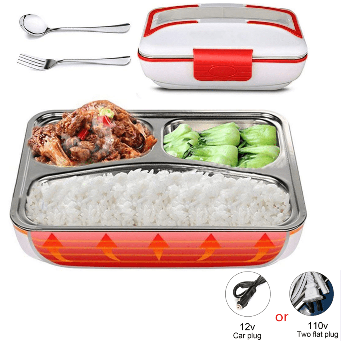 110V Electric Portable Electric Heated Heating Lunch Box Bento Food Rice Warmer