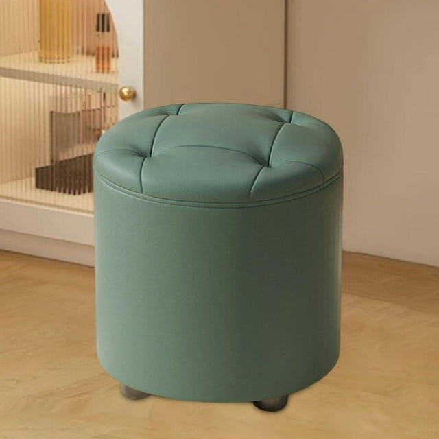Reposapiés pequeño tipo puf, reposapiés otomano, taburete escalonado, estable y elegante, para sala de estar, sala de juegos, entrada interior Verde