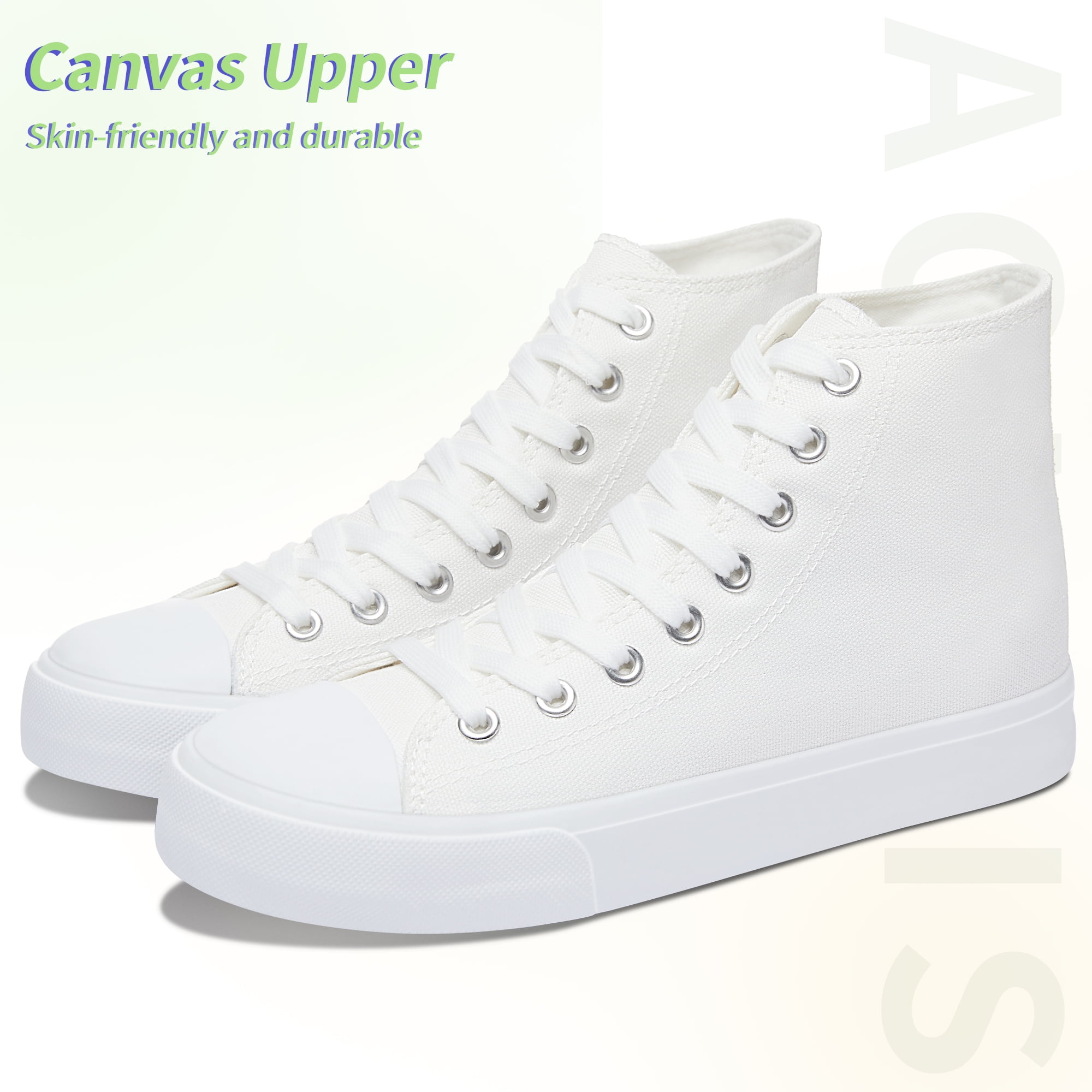 AOMAIS Womens High Top Canvas Sneakers Lace Up Mid Top Canvas Shoes Comfortable Non Slip Walking Shoes Casual Tennis Shoes for Women(Off-White US11)