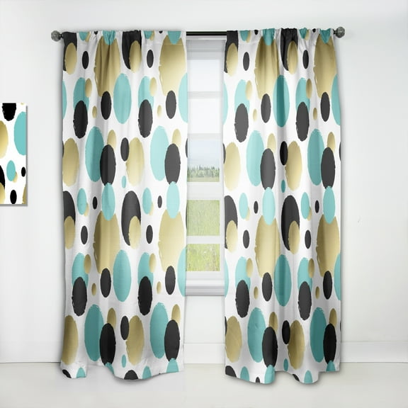 Designart 'Blue and Gold Circles ' Mid-Century Modern Curtain Panel