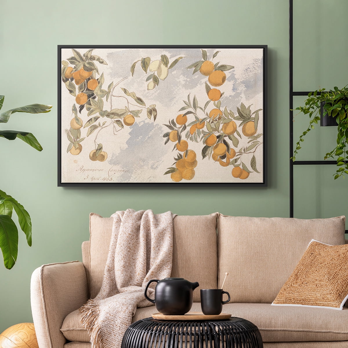 Vintage Botanical Print-IV By Wexford Home Framed in Black Wood Gallery Wrapped Canvas 17 in. x 25 in.