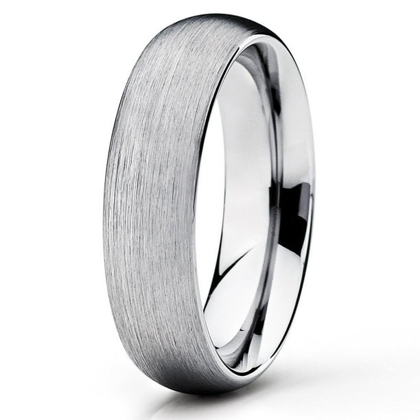 Silly Kings Tungsten Wedding Band Brushed Silver Tungsten Ring 6mm