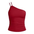 thumbnail image 6 of Erwazi Women's One Shoulder Tops Solid Sleeveless Tank Top Casual Summer Trendy Daily Wear, 6 of 7