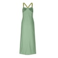 thumbnail image 5 of Lovzfmll Plus Size Summer Dresses, Womens Casual Summer Dresses Sleeveless Crew Neck Loose Tank Dress Beach Fashion Summer Suspenders Solid Color Lightweight Maxi Dress Green L, 5 of 8