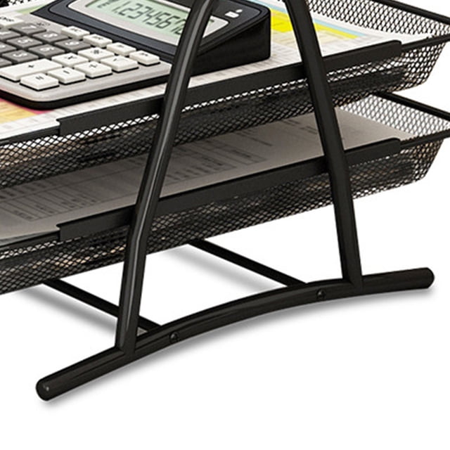 Desk File Tray Mesh Desk File Organizer Mesh Letter Tray Mesh Desk Paper Holder Office Desk Document Tray Mesh Bracket Paper Letter Shelf Holder Black Metal For Home Study School