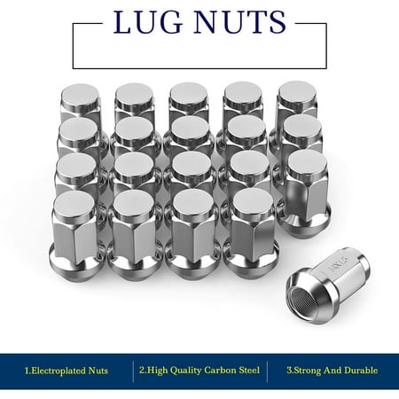 Chrome Acorn Lug Nuts - 20x Chrome 14x1.5 Lug Nuts Closed End Bulge Acorn Cone Seat fits Chevy GMC 5-Lug Wheels