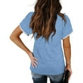 thumbnail image 2 of UHNDY Women's Short Sleeve V-Neck T-Shirt Summer Solid Color New,Blue,XXL, 2 of 4