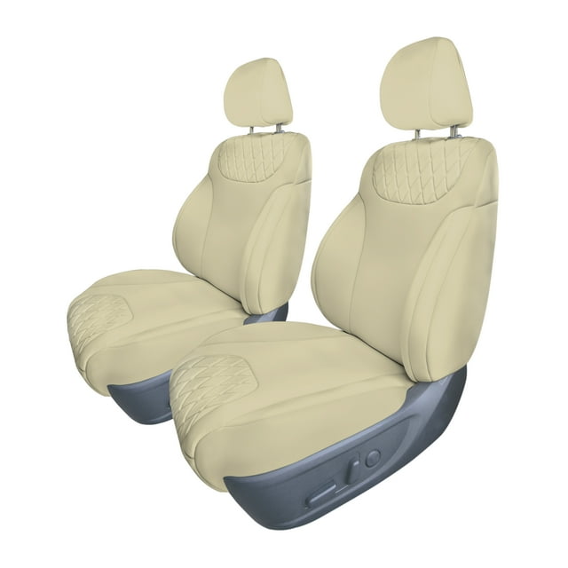 For 2019–2023 Hyundai Santa Fe FH Group Custom Fit Neoprene Waterproof Car Seat Covers - Front Seat Solid Beige
