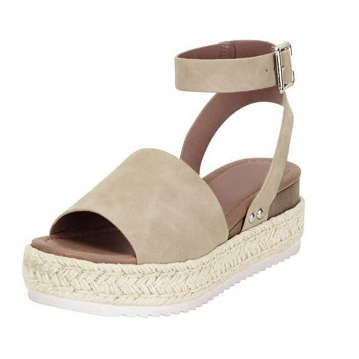 Topic Open Toe Buckle Ankle Strap Espadrilles Flatform Wedge Casual ...
