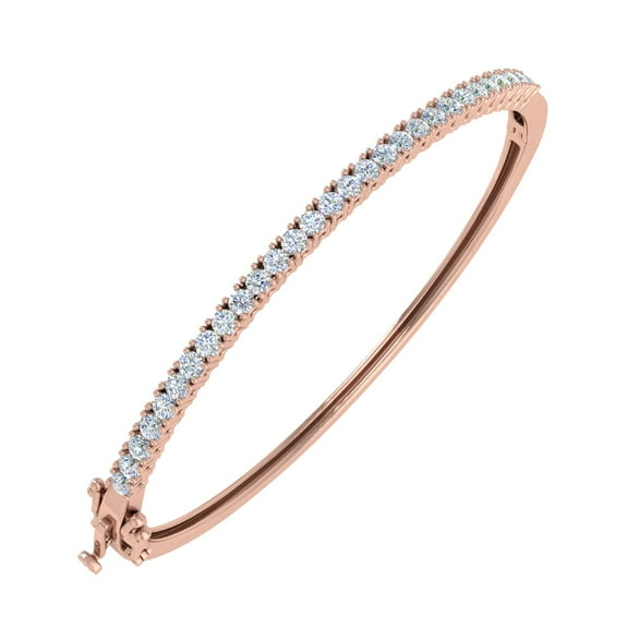 1 1/2 Carat Diamond Womens Bangle Bracelet in 14K Rose Gold (I1-I2 Clarity)
