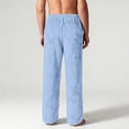 thumbnail image 4 of Dresfit Mens Fuzzy Pajama Pants Fall Flannel Pajamas Fleece Lined Pant Fluffy Thick Plush Solid Color Bottoms Warm Lounge Drawstring Sleepwear with Pockets Sky Blue 2XL, 4 of 9