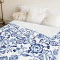 thumbnail image 6 of Blue White Floral Fuzzy Blanket Chinoiserie Flower Throw Blanket Decorative Soft Cozy Flannel Blanket for Home Bed Sofa Couch Chair, 50 x 60 Inch, 6 of 6