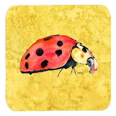 

Carolines Treasures Lady Bug On Yellow Foam Coasters- Set Of 4 - Yellow