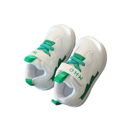 

Oucaili Boys Girls Sneakers Breathable Running Shoes Mesh Athletics Fashion Sport Walking Shoe School Flats Green 7C