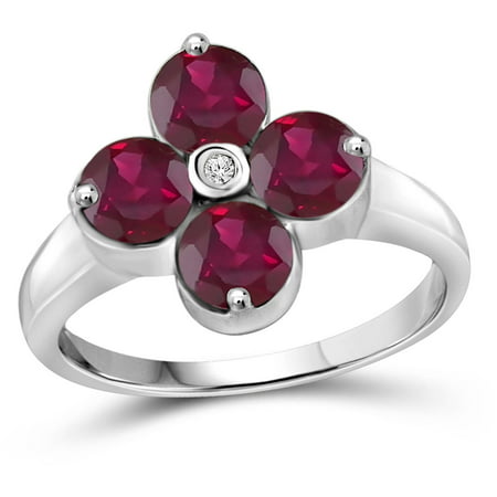 JewelersClub 2.72 Carat T.G.W. Ruby Gemstone and White Diamond Accent Sterling Silver Ring