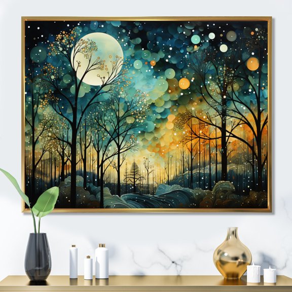Designart "captivate Forest" Abstract Collages Floater Framed Wall Art Print