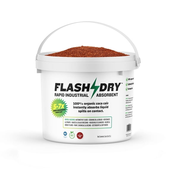 FlashDry Spill Absorbent, Dispenser Lid, Organic Coco Coir, Landfill Safe, 5L Bucket