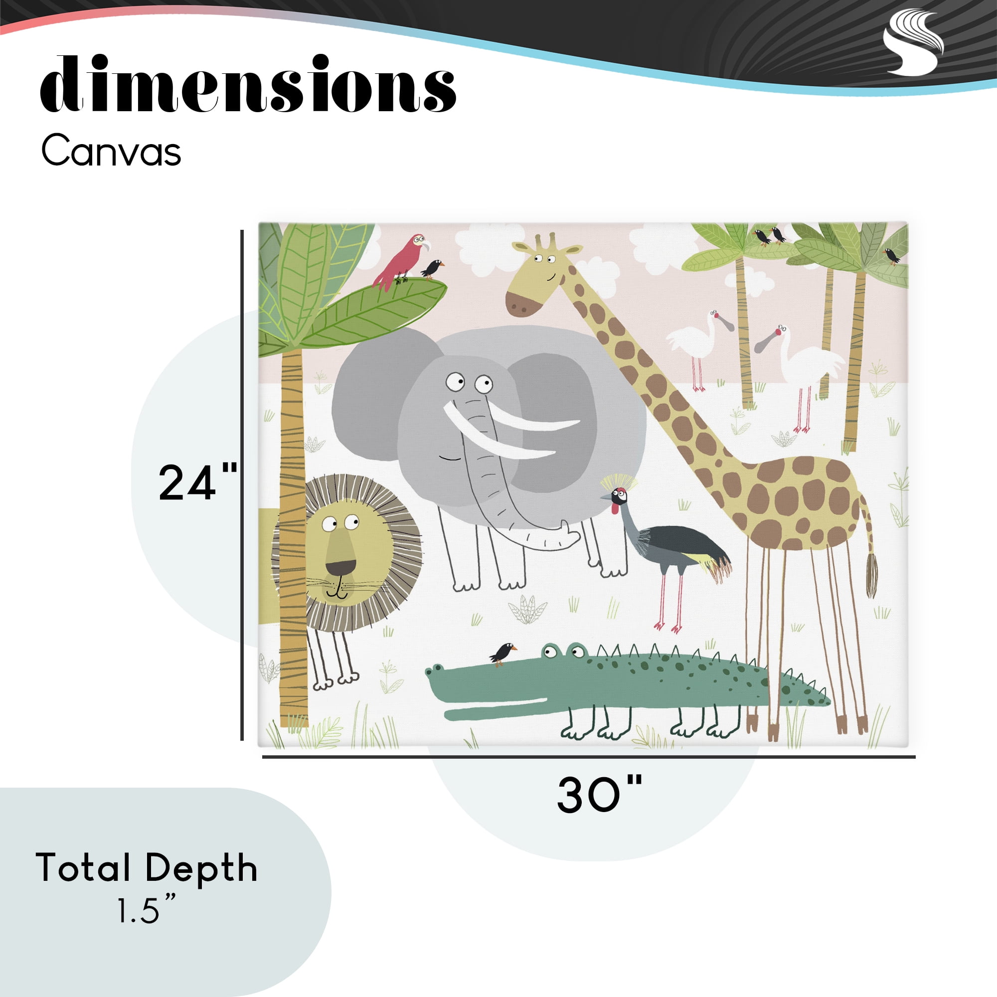 Stupell Industries Safari Animals Out and About Canvas Wall Art, design by Carla Daly