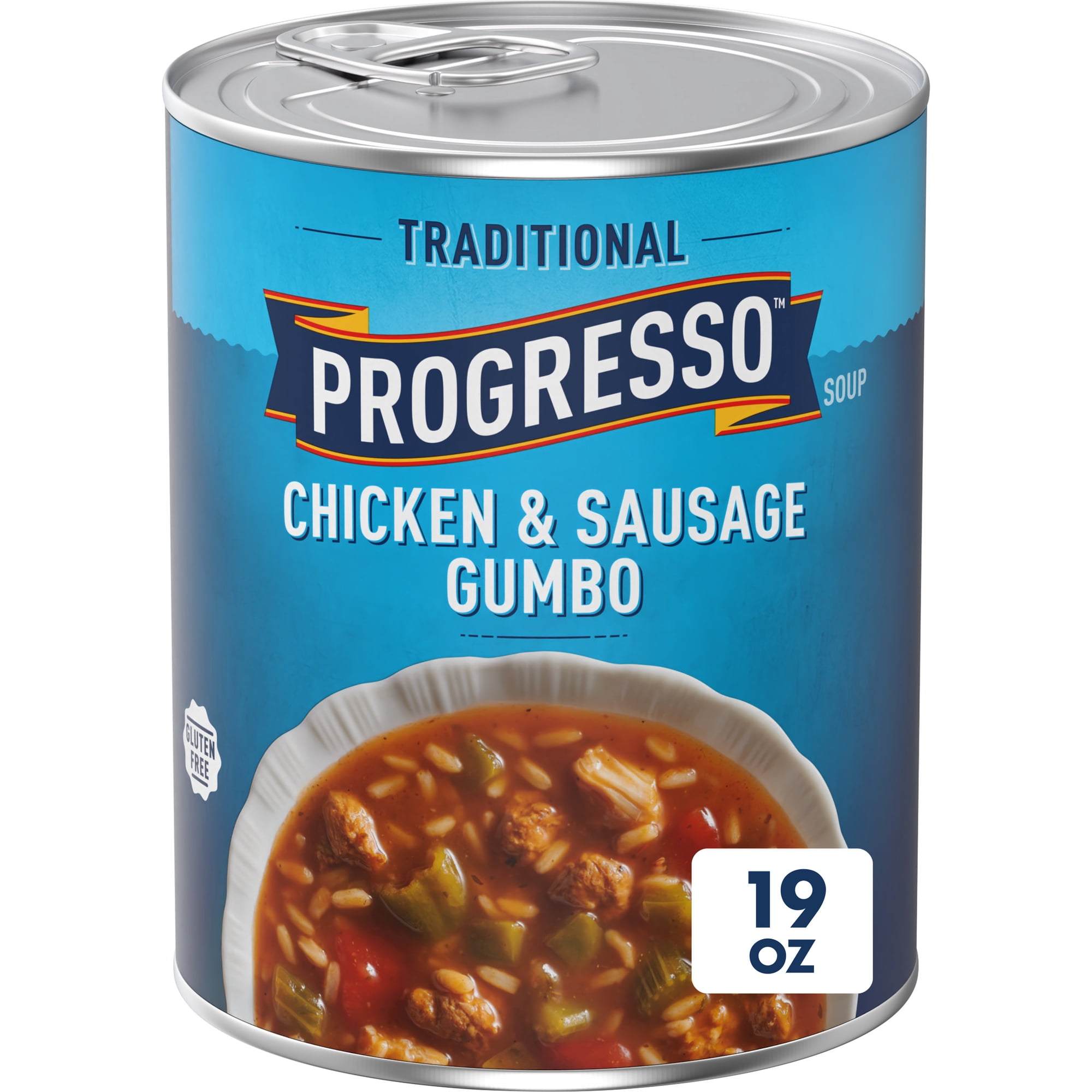 Progresso Traditional, Chicken & Sausage Gumbo Canned Soup, Gluten Free, 19 oz.