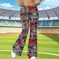 thumbnail image 3 of Aoochasliy Women Rugby All-Over Print Flare Wide Leg Long Trousers Soft Stretch Casual Loose Bottoms for Yoga Fitness Workout Daily Streetwear Shopping and Outdoor, 3 of 9