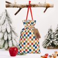 thumbnail image 6 of Fuzoiu Floral Checkerboard Print Christmas Gift Bag,Burlap Gift Bag with Drawstring Closure & Hang Tag,Perfect for Holidays, Birthdays, and Special Occasions-Medium, 6 of 7