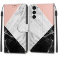 thumbnail image 2 of Feishell Wallet Case for Samsung Galaxy S23 6.1 inch,Shockproof Stylish Pattern PU Leather Magnetic Clasp Folio Flip Holder Card Slots Slim Phone Cover with Wrist Strap,Pink White Black Marble, 2 of 9