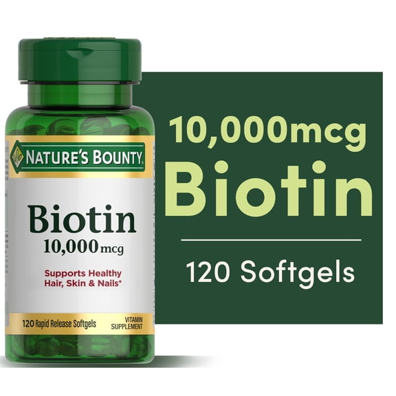 Nature’s Bounty Biotin Supplement, 10000mcg, 120 Rapid Release Softgels