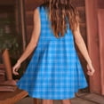 thumbnail image 4 of Sakmal Casual Dresses for Women Plaid Pleated Loose Fit Comfort Fit Blue Sleeveless Mini Slip Dress, 4 of 5