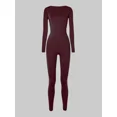 thumbnail image 4 of ROASO Women's Sexy Bodycon Jumpsuit Polyester Long Sleeve One Piece Outfits, 4 of 5