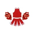 thumbnail image 4 of Aislor Cheer Leader Costumes for Girls Sleeveless Cheerleading Uniform Dress Outfit with Stockings 2 Pom Poms Red 8, 4 of 7