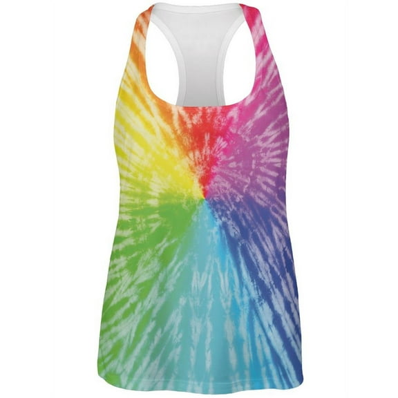 rainbow pride lgbt tie dye all over womens work out tank top
