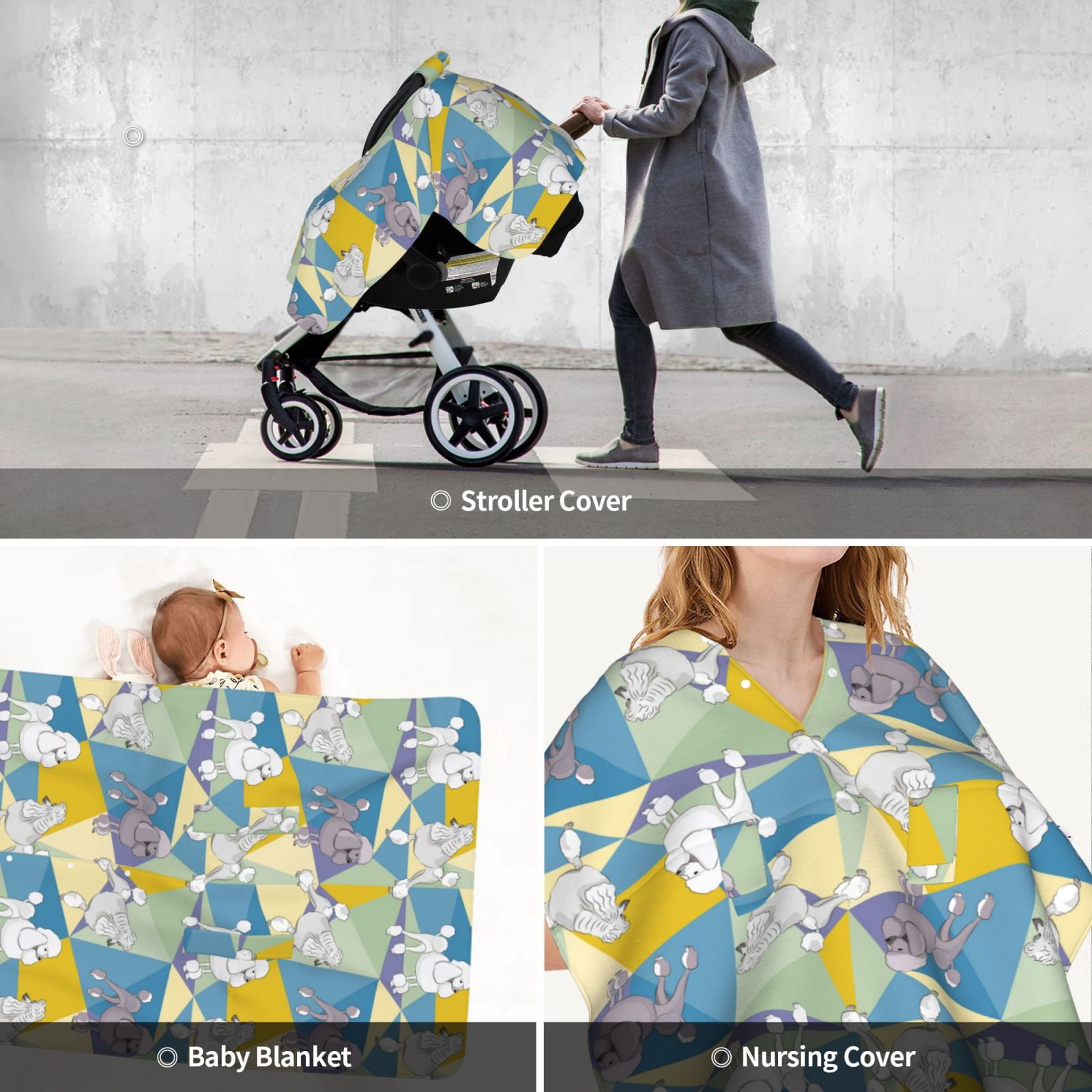 Car Seat Cover Baby - Multicolor Cute Poodle Dog Breathable Infant Car Seat Cover for Baby Carseat, Lightweight Comfort Baby Essentials Must Haves Newborn Stuff for Girl Boy