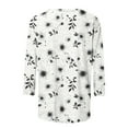 thumbnail image 5 of DeHolifer Women's Tops 3/4 Sleeve Crewneck Button Floral Printed Summer Lightweight Trendy Casual Tee T-Shirts White M, 5 of 7